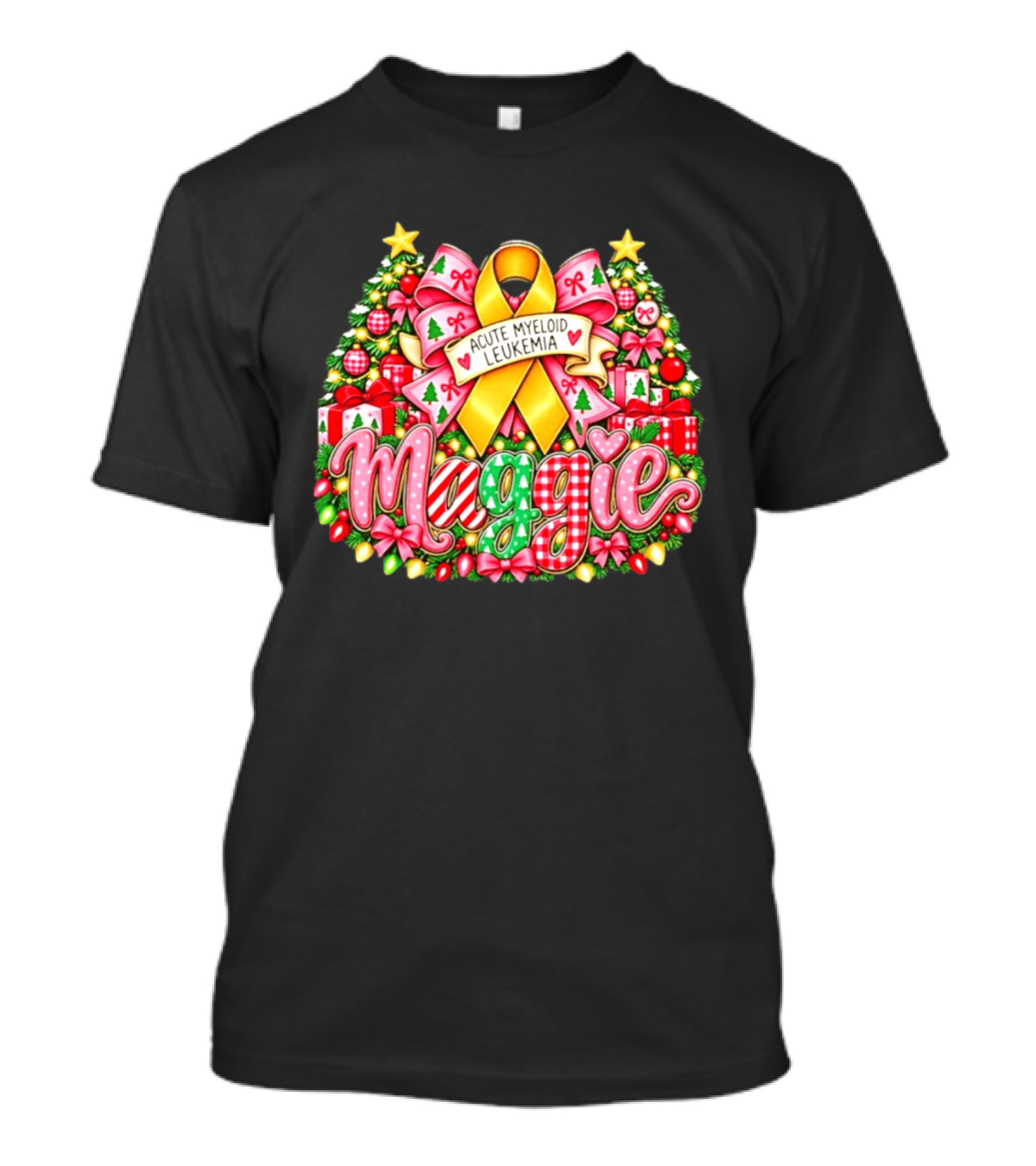 Maggie Acute Myeloid Leukemia Christmas Ribbon Gifts 2026 T-Shirt