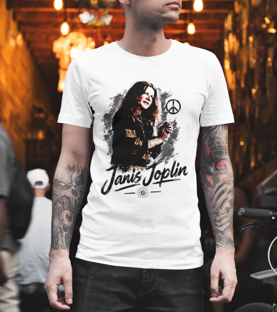 Janis Joplin Peace Sign Flower Rock Legend T-Shirt