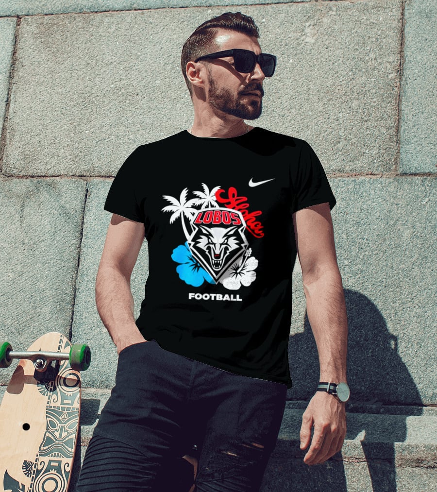 New Mexico Lobos Football Aloha 2026 Nike Tropical Palm Hibiscus T-Shirt