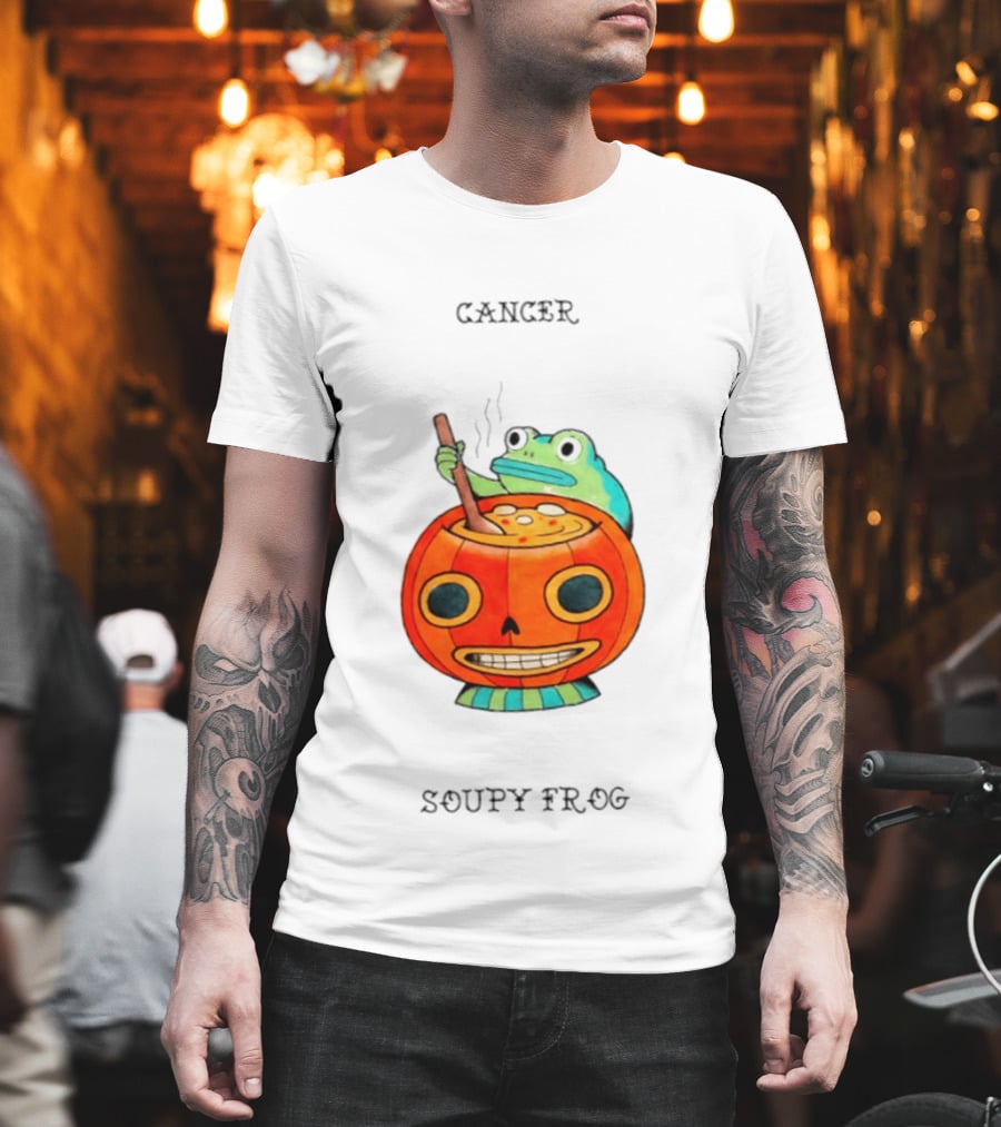 Halloween Cancer Zodiac Soupy Frog Pumpkin T-Shirt
