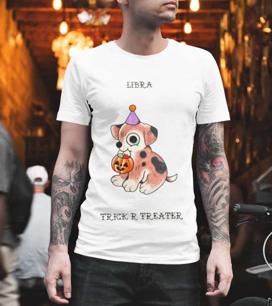 Libra Halloween Puppy Trick R Treater Zodiac T-Shirt