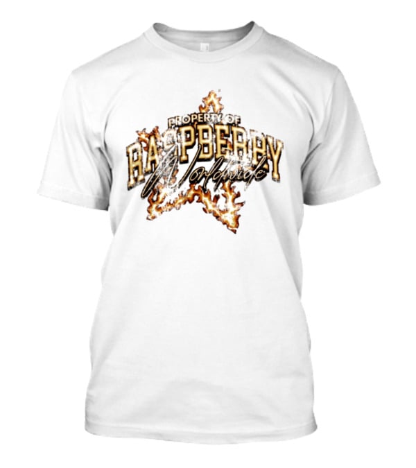Property Of Raspberry Worldwide Flaming Star T-Shirt