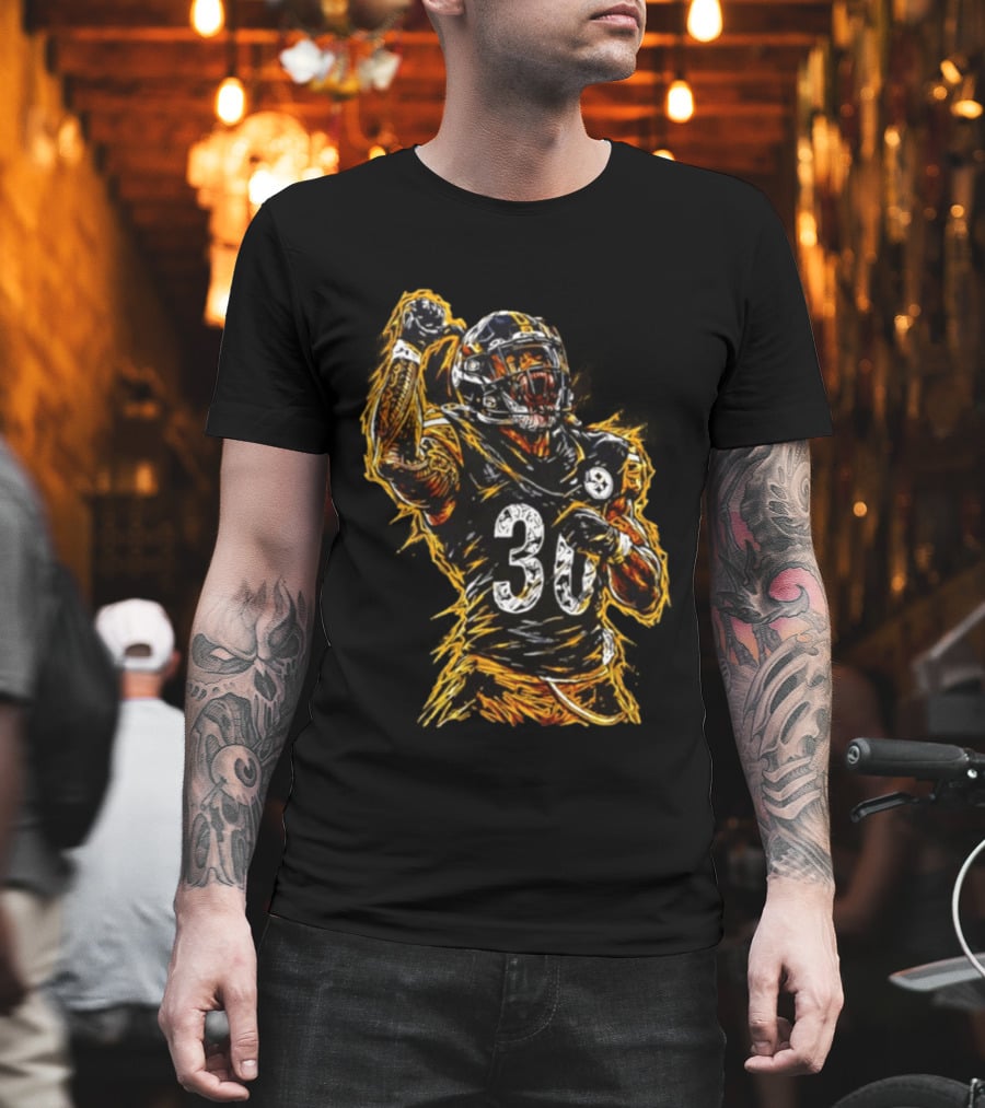 Pittsburgh Steelers Jaylen Warren 30 Scream NFL Football Player T-Shirt