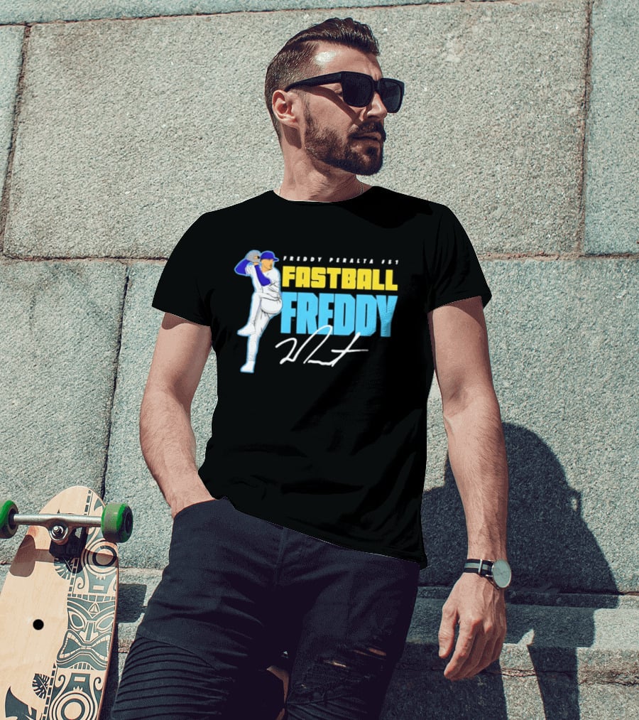 Freddy Peralta #51 Fastball Freddy Signature Pitching Pose T-Shirt