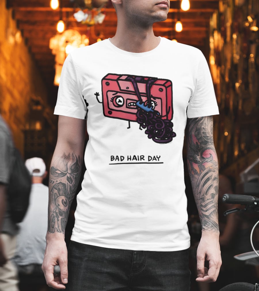 Bad Hair Day Cassette Tape Music Humor Retro 90s T-Shirt