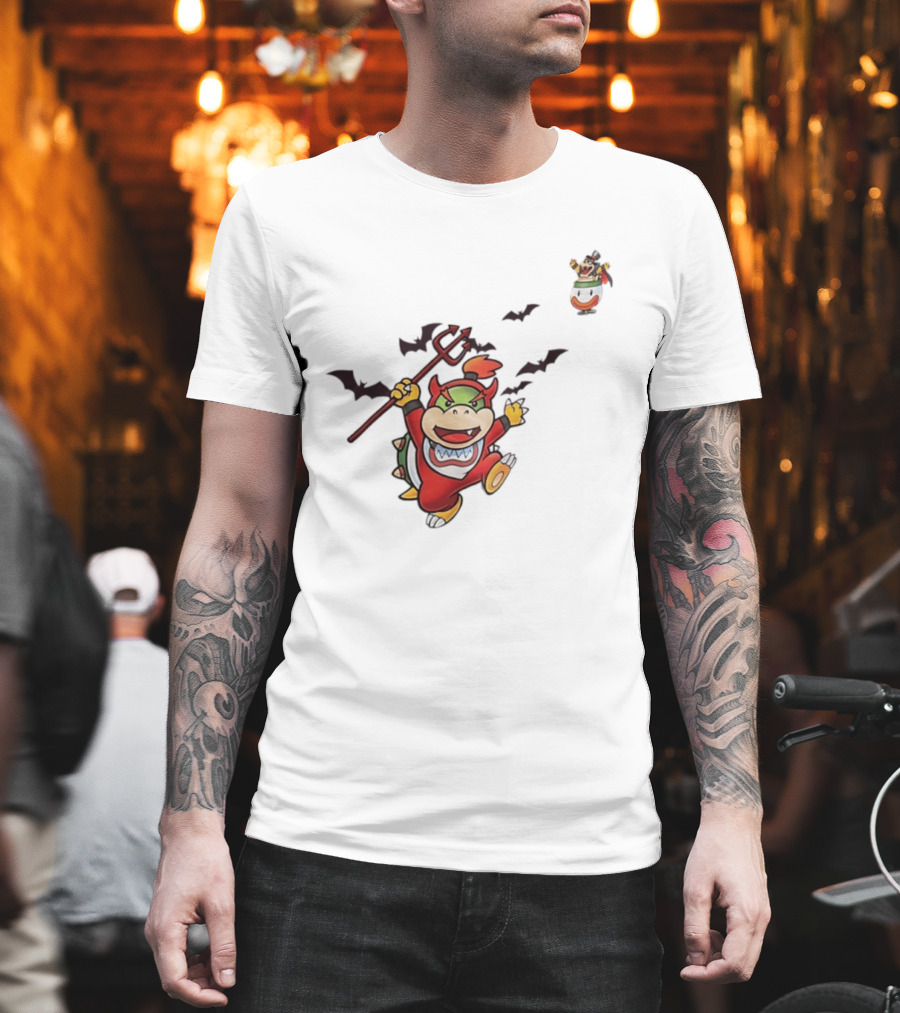 Bowser Jr Halloween Devil Costume Bats Bowser Clown Car T-Shirt