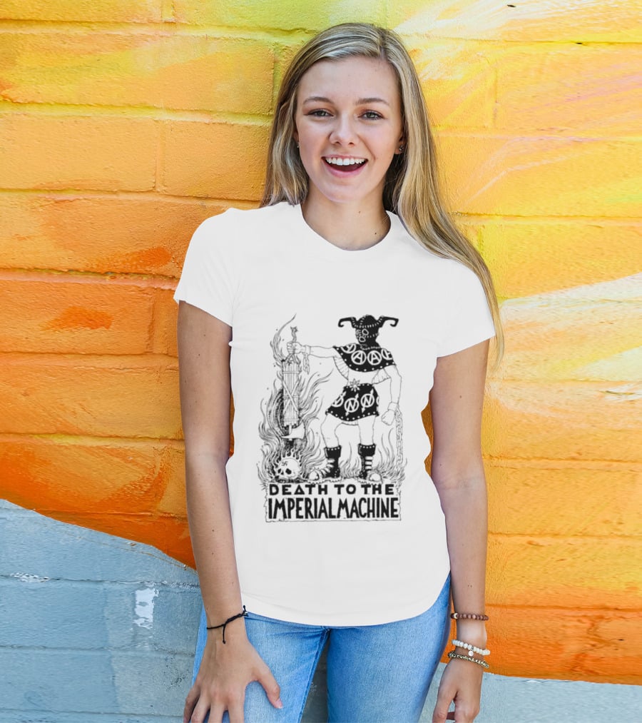 Death To The Imperial Machine Anarchist Skeleton And Flames T-Shirt