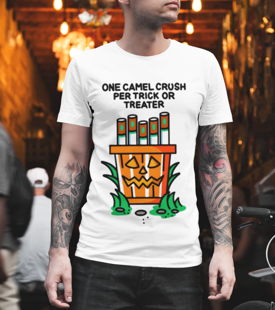 One Camel Crush Per Trick Or Treater Pumpkin Cigarette Pack Halloween T-Shirt