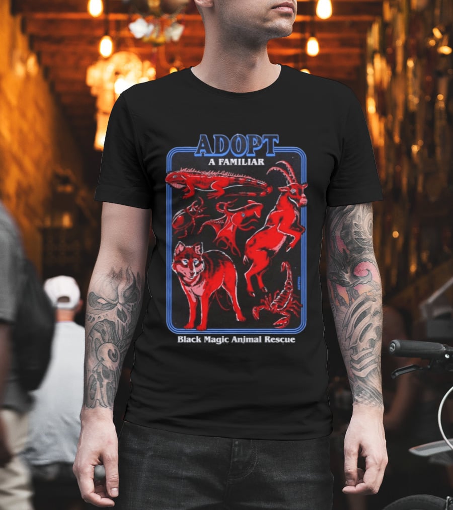 Adopt A Familiar Wolf Black Magic Animal Rescue T-Shirt