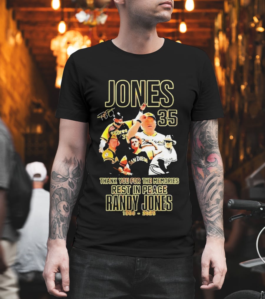 JONES 35 San Diego Padres Thank You For The Memories Rest In Peace Randy Jones 1950 2025 T-Shirt