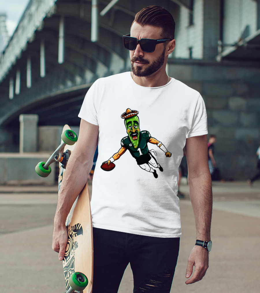 Jalen Hurts Jalapeno Philadelphia Eagles Cartoon Sombrero Football Player T-Shirt
