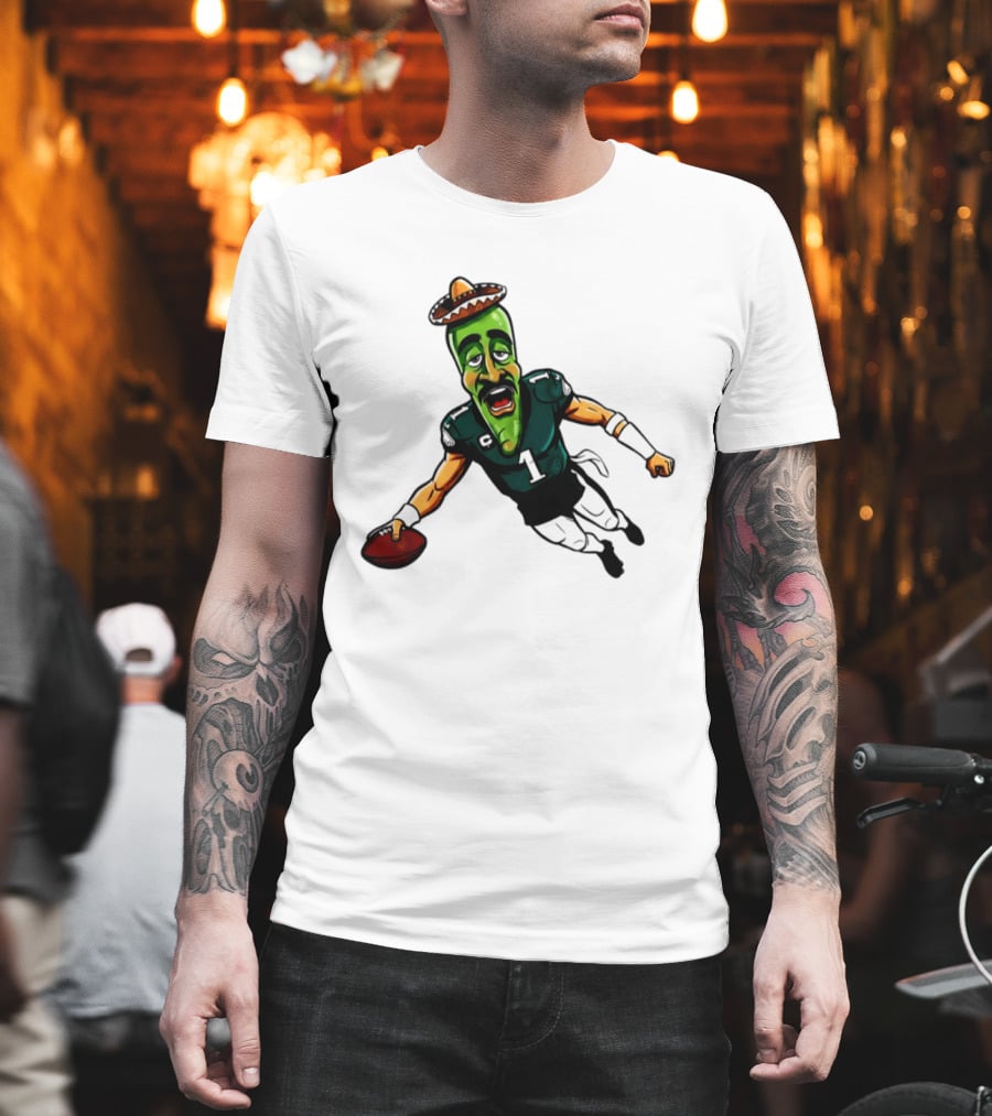 Jalen Hurts Jalapeno Philadelphia Eagles Cartoon Sombrero Football Player T-Shirt