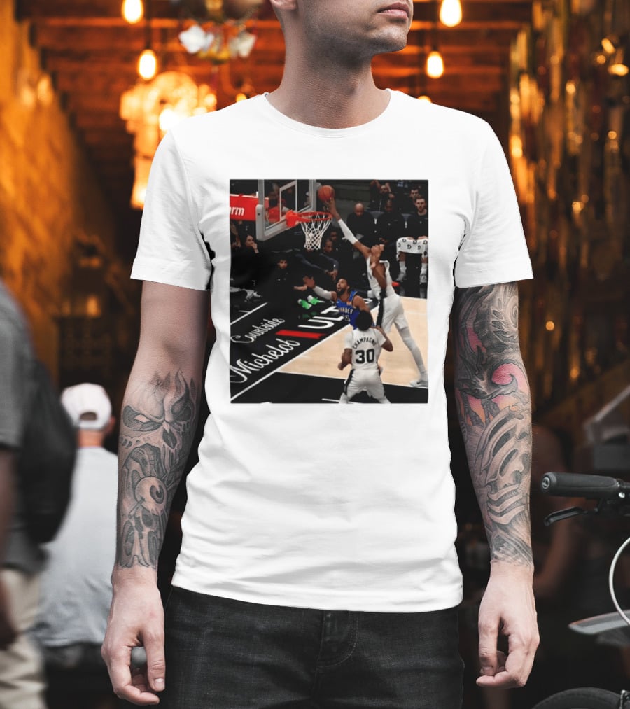 Victor Wembanyama San Antonio Spurs Block Shot Action Thunder Game T-Shirt