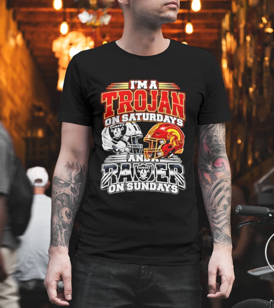 I'm A Trojan On Saturdays And A Raider On Sundays USC Trojans Las Vegas Raiders 2026 T-Shirt