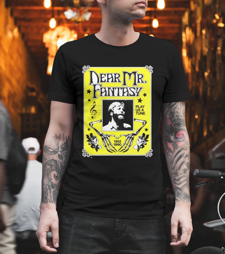 Dear Mr Fantasy Play Us A Tune 1952 1990 Skeleton Musician T-Shirt
