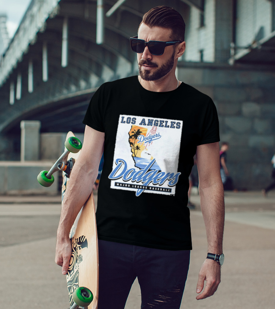 Los Angeles Dodgers Major League Baseball California Map Dodgers T-Shirt