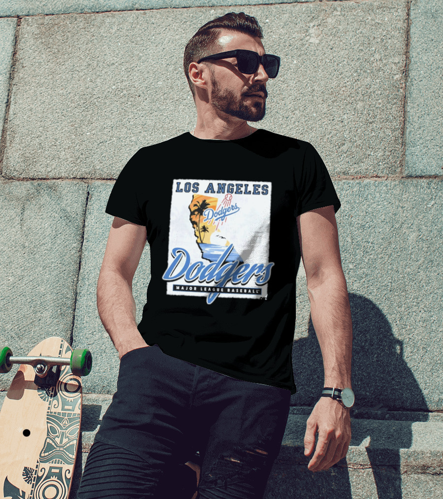 Los Angeles Dodgers Major League Baseball California Map Dodgers T-Shirt