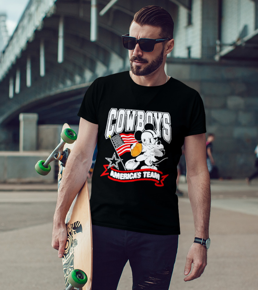 Cowboys Mickey Mouse Americans Team Flag Football T-Shirt