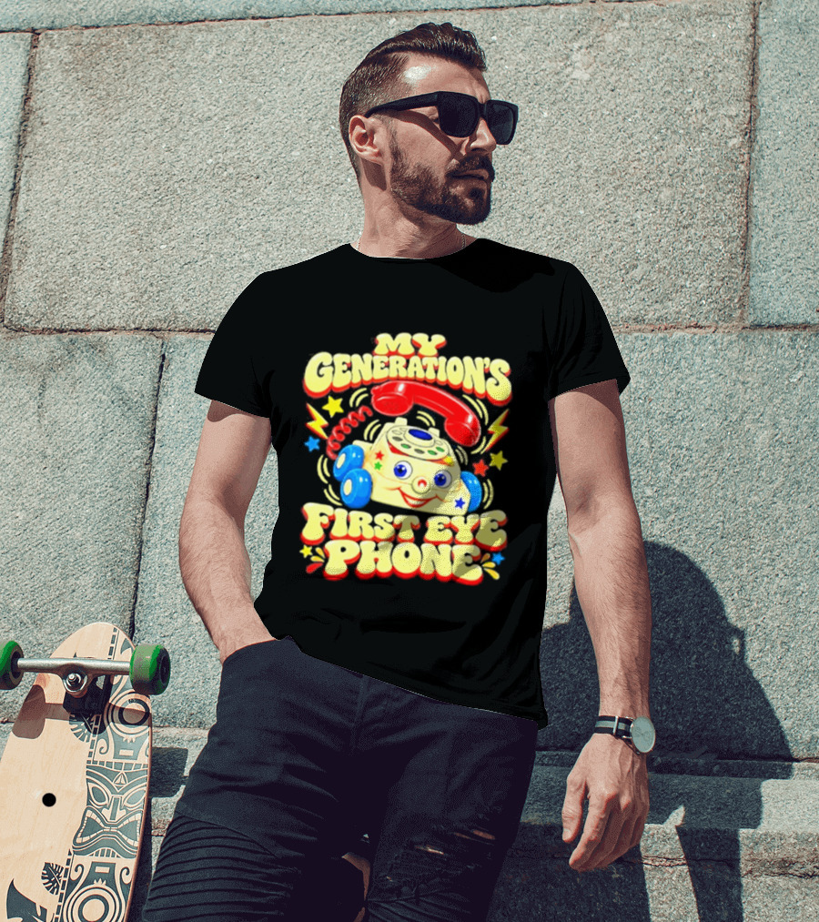 My Generations First Eye Phone Toy With Smiling Face And Retro Wheels T-Shirt
