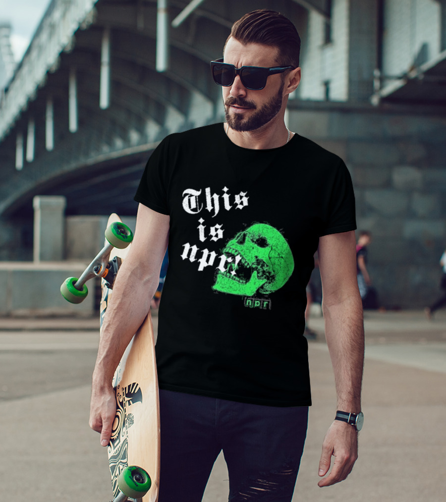 This Is NPR Green Skull With White Gothic T-Shirt