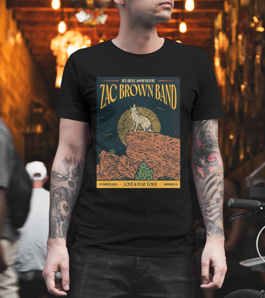 Zac Brown Band Love & Fear Tour Red Rocks Amphitheatre October 20 2026 Morrison CO T-Shirt
