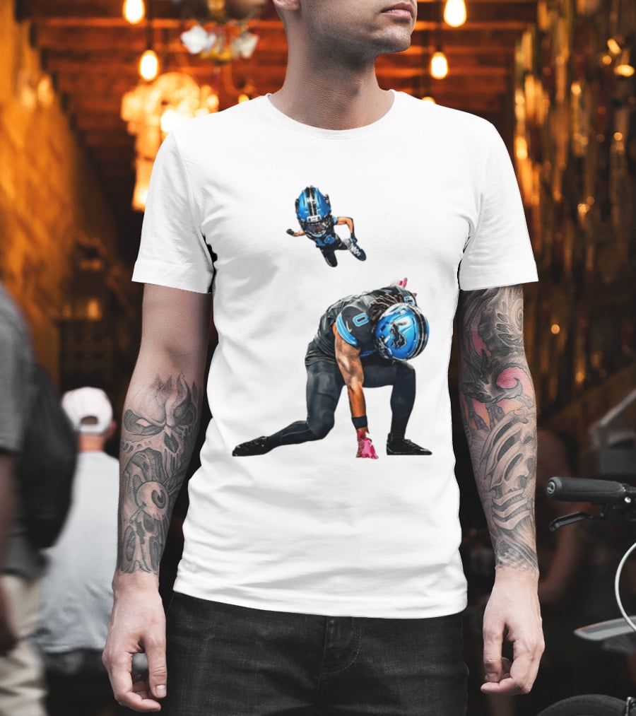 Amon Ra St. Brown Jahmyr Gibbs Super Hero Celebration Football Lions T-Shirt