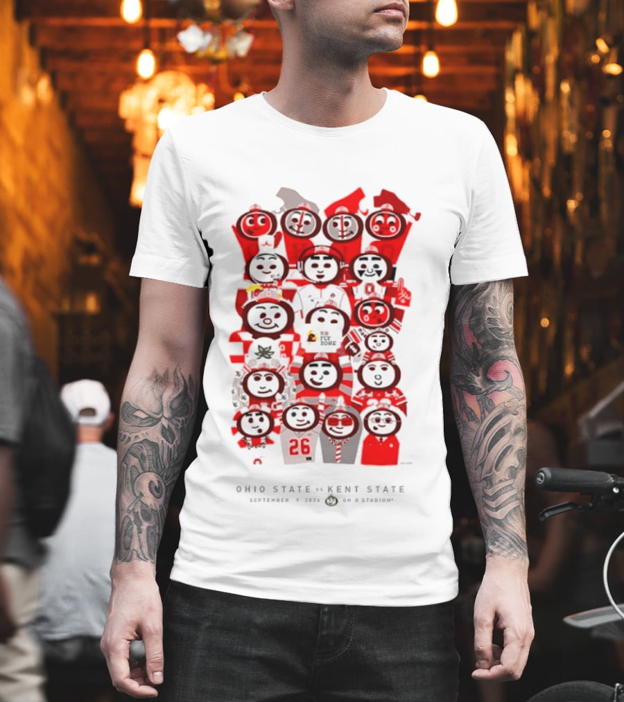 Ohio State Vs Kent State 2026 Buckeye Cartoon Characters Gallery T-Shirt