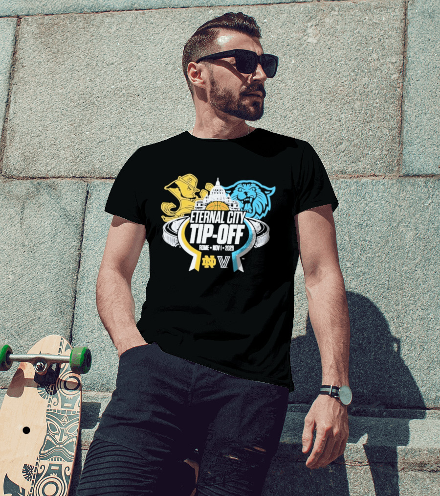Eternal City Tip Off Rome 2026 Villanova Wildcats Vs Notre Dame Fighting Irish Basketball Matchup T-Shirt