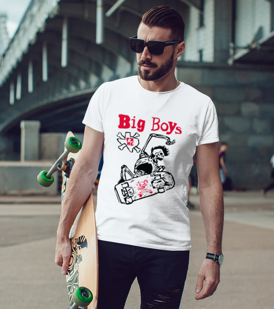 Big Boys Texas Hardcore Skeleton Skateboarder Tx Hc T-Shirt