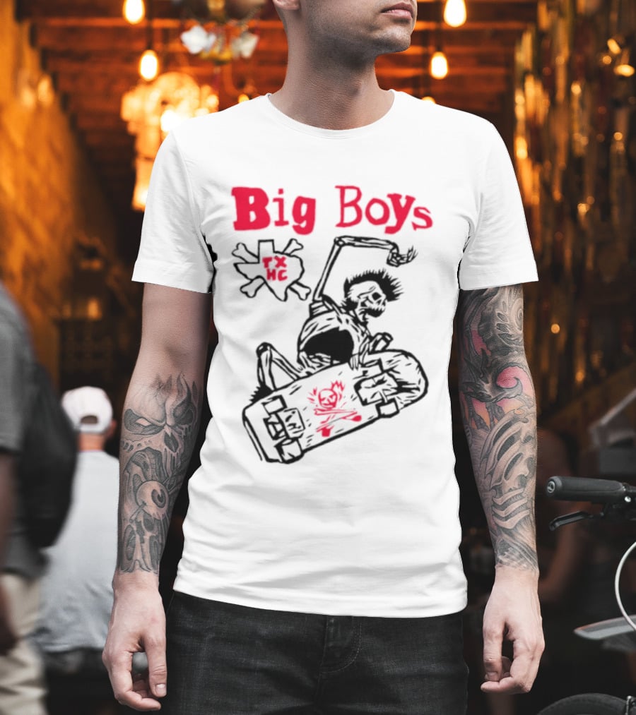 Big Boys Texas Hardcore Skeleton Skateboarder Tx Hc T-Shirt