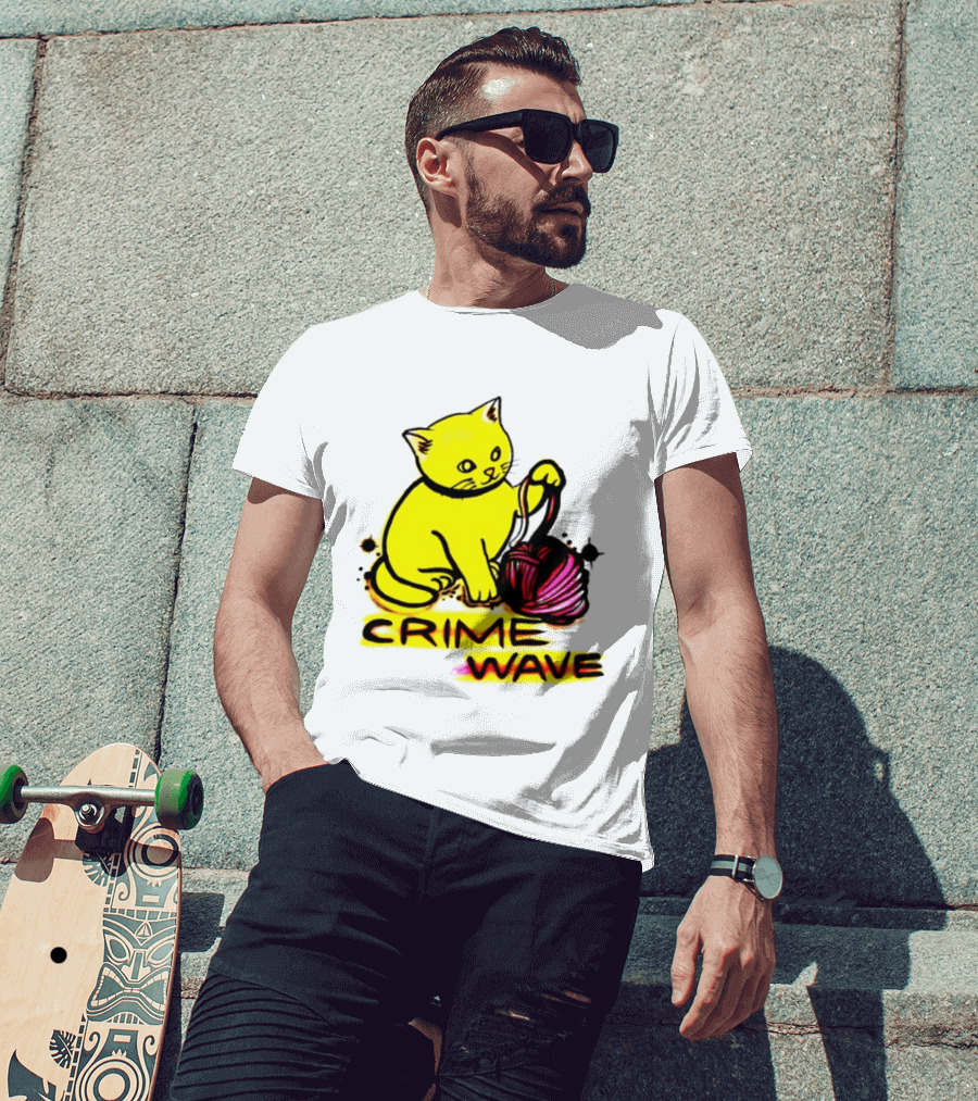 Crime Wave Cat Playing With Yarn T-Shirt