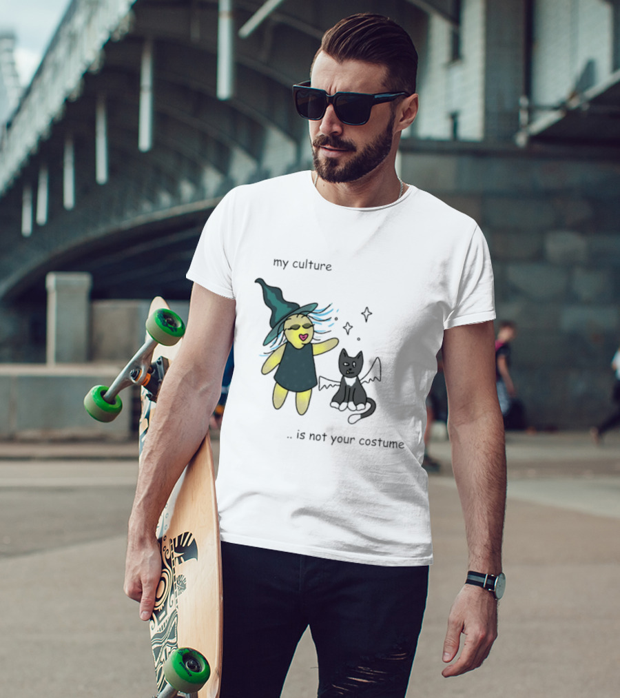 My Culture Is Not Your Costume Witch With Bat Cat T-Shirt