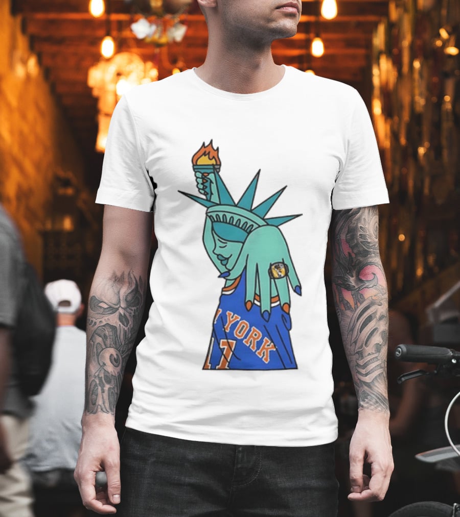 New York Knicks Statue Of Liberty 11 Rings NBA 2026 T-Shirt
