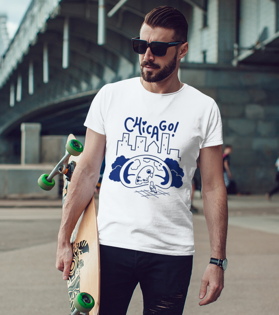 Chicago Skyline Bean Avi Matzo X RAYGUN T-Shirt