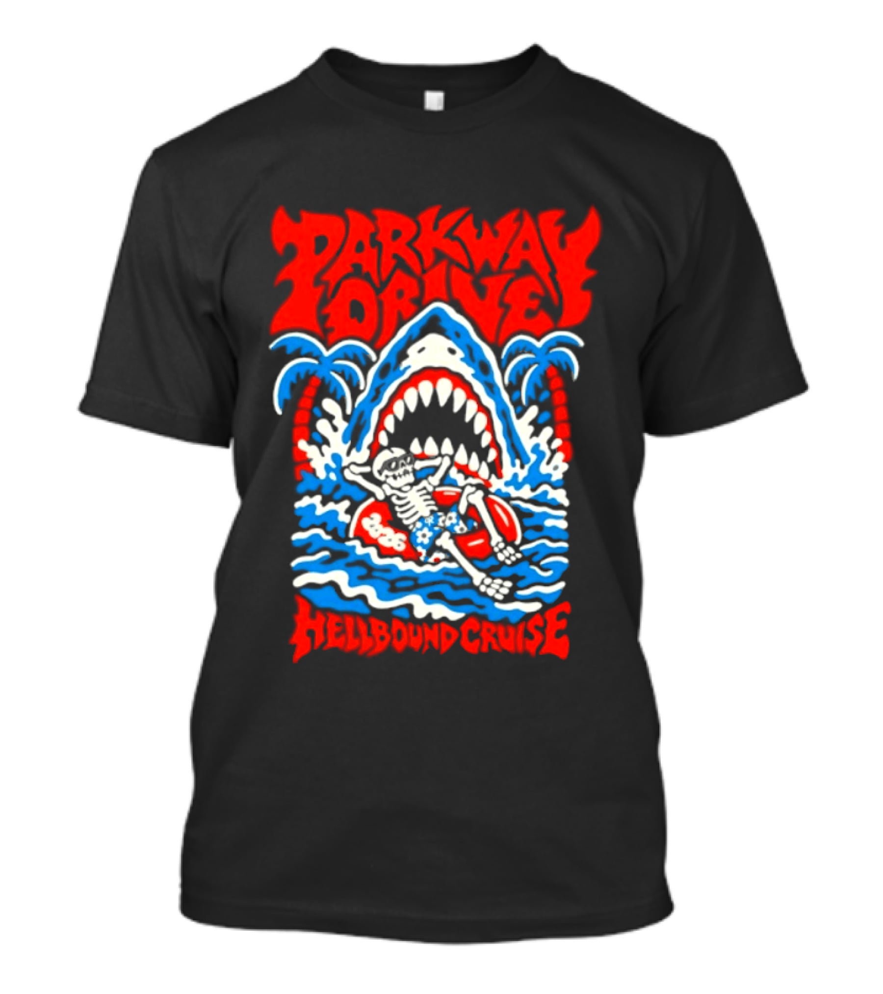 Parkway Drive Hellbound Cruise 2026 Metalcore Shark Palm Trees T-Shirt