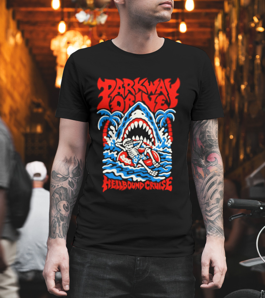 Parkway Drive Hellbound Cruise 2026 Metalcore Shark Palm Trees T-Shirt