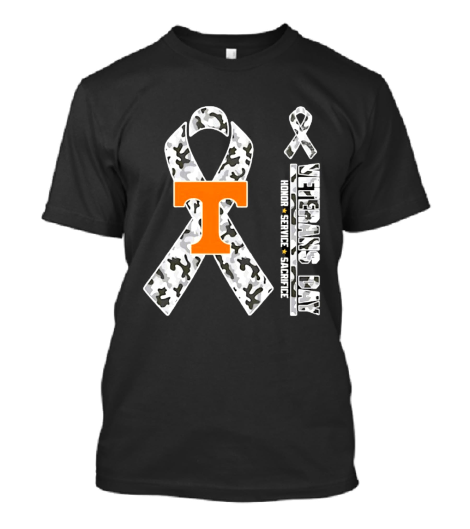 Tennessee Volunteers NCAA Football Veterans Day Honor Service Sacrifice 2026 Camo Ribbon T-Shirt