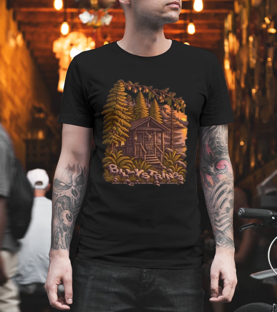 Billy Strings October 09 2026 Angel Of The Winds Arena Everett Washington Cabin In Forest T-Shirt