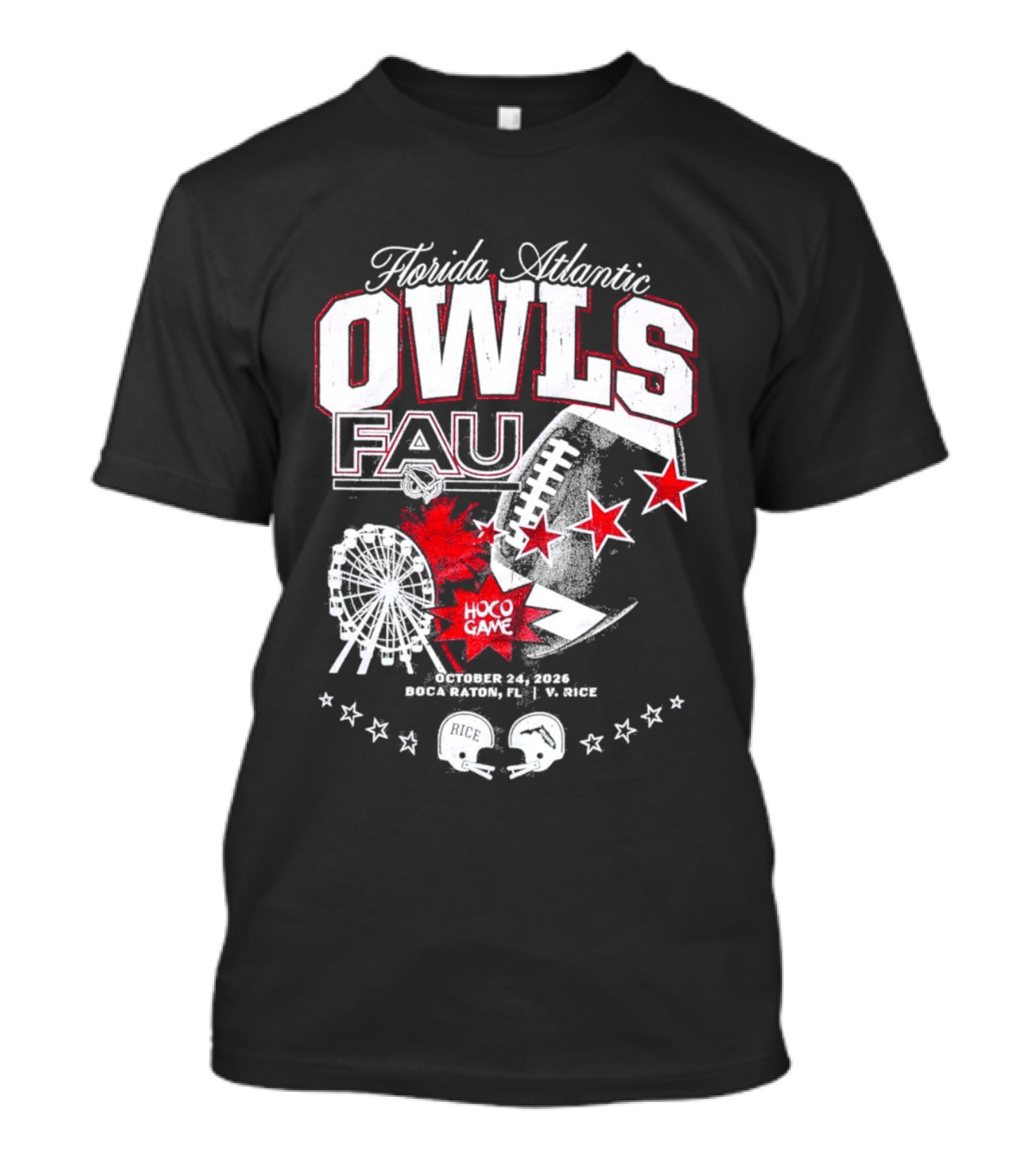 Florida Atlantic Owls FAU Hoco Game Five Star Ferris Wheel T-Shirt