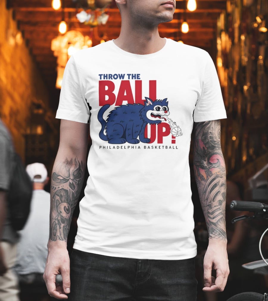 Philadelphia Basketball Throw The Ball Up Cat T-Shirt