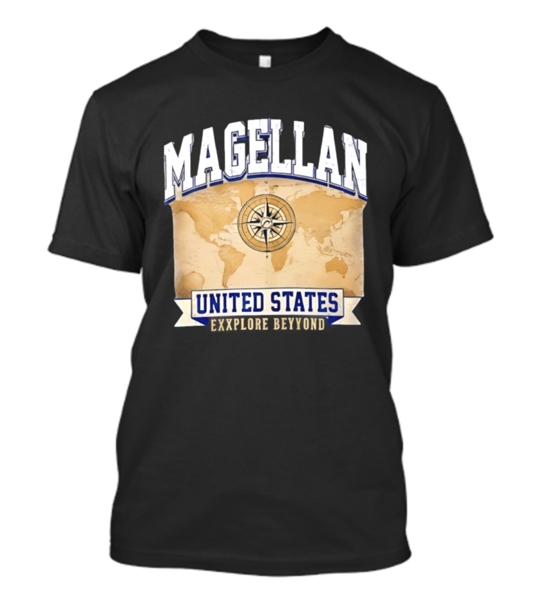 Magellan United States Compass Explore Beyond World Map T-Shirt