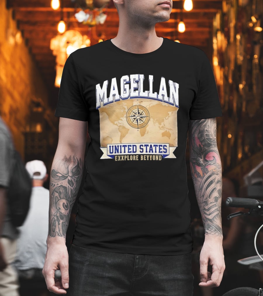 Magellan United States Compass Explore Beyond World Map T-Shirt