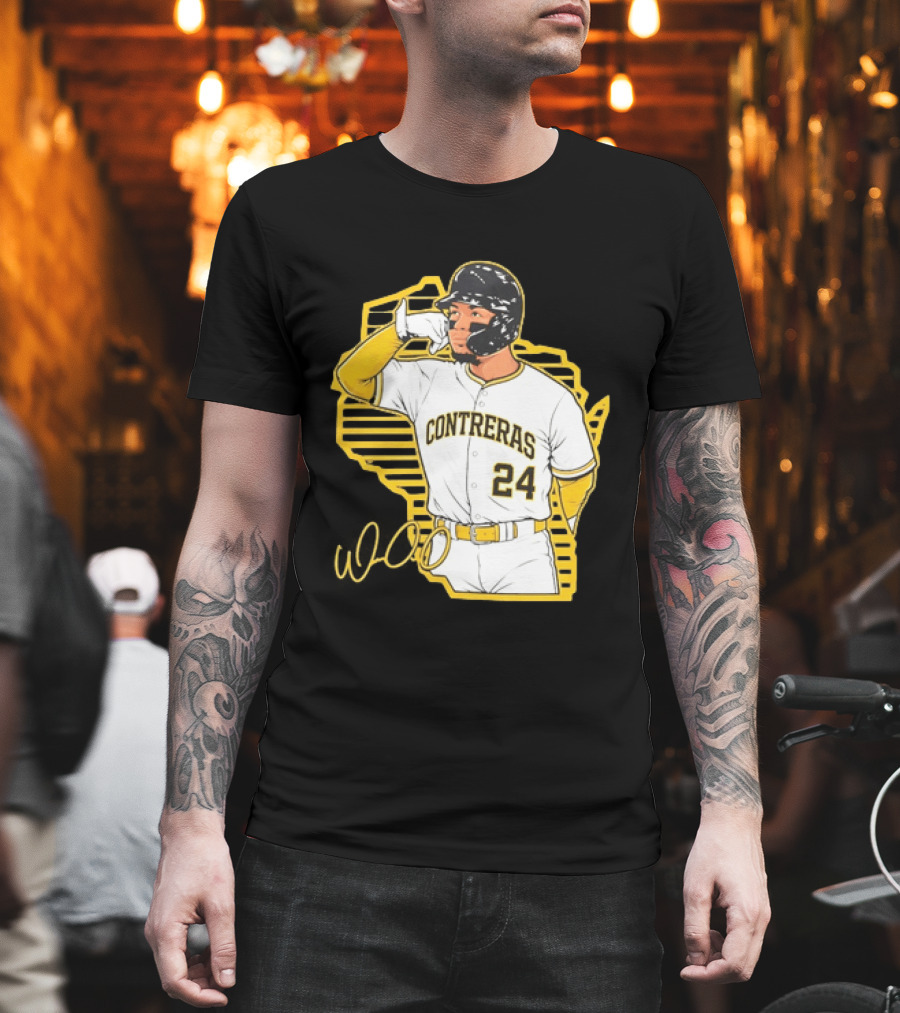 Milwaukee Brewers William Contreras 24 Baseball Gesture Iconic Pose T-Shirt