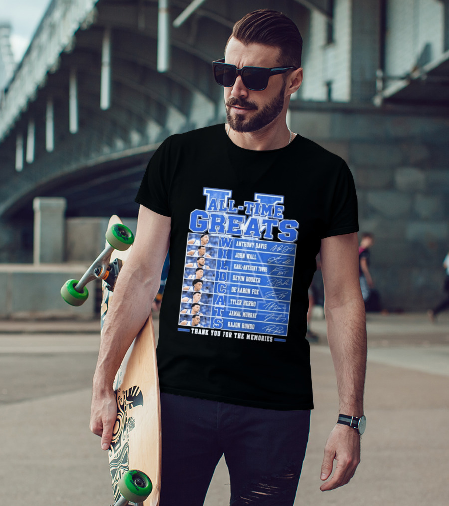 Kentucky Wildcats All Time Greats Anthony Davis John Wall Devin Booker Karl Anthony Towns De'Aaron Fox Tyler Herro Jamal Murray Rajon Rondo T-Shirt