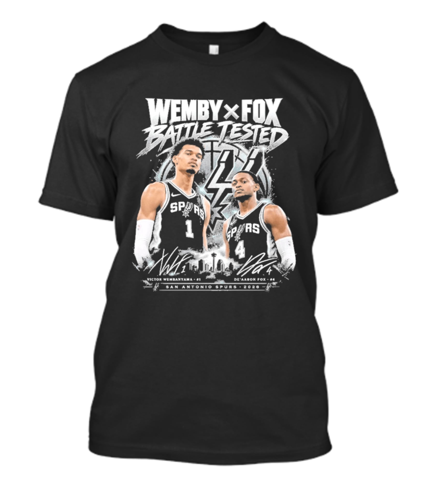 Victor Wembanyama De'Aaron Fox Spurs Battle Tested 2026 Wemby X Fox T-Shirt