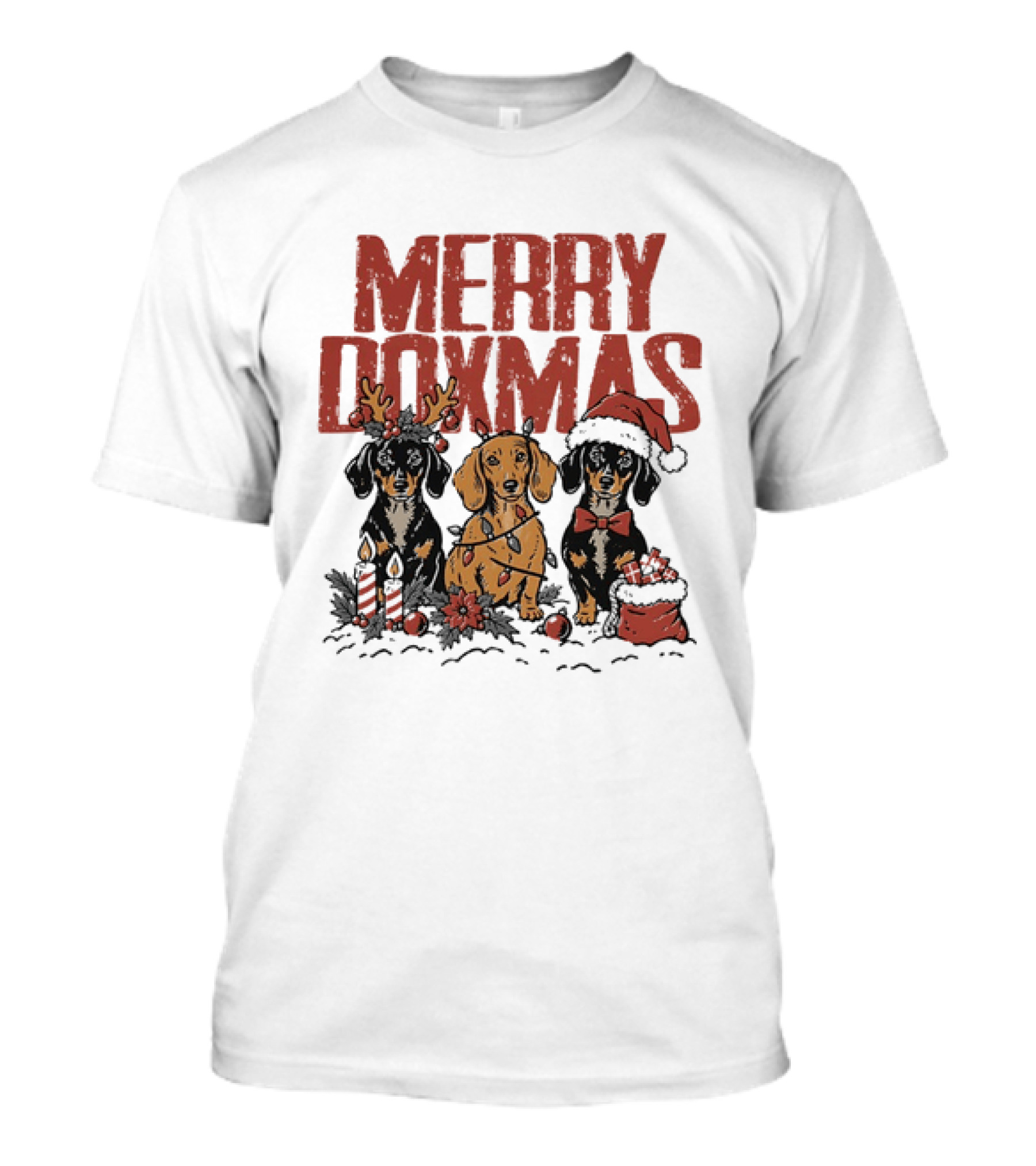 Merry Doxmas Dachshund Christmas 2026 Lights T-Shirt
