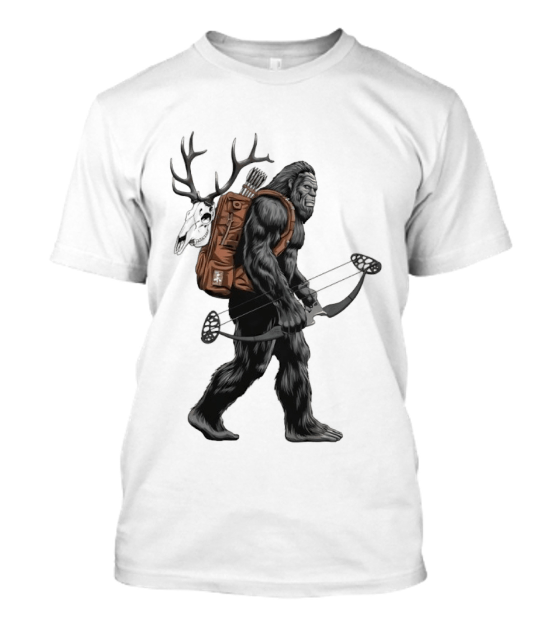 Bigfoot With Bow And Elk Antlers Backpack T-Shirt