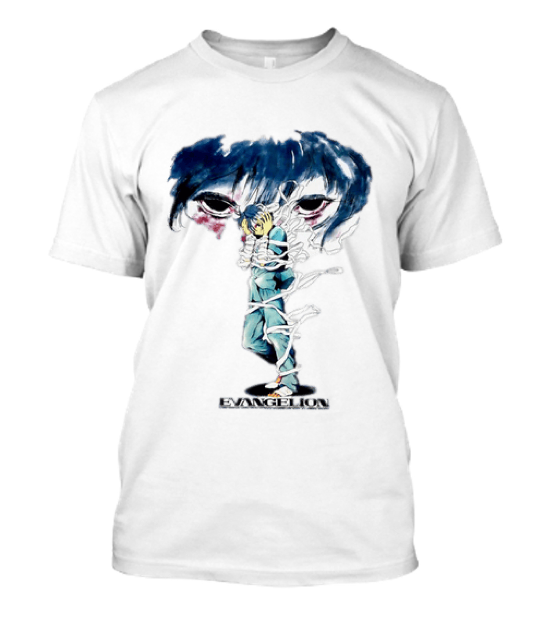 Evangelion Rei Ayanami Wrapped In Bandages With Intense Eyes Neon Genesis Evangelion Anime T-Shirt