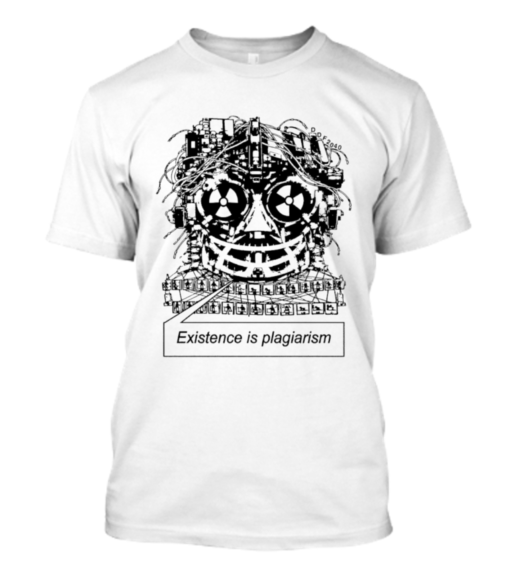 Existence Is Plagiarism Philosophical Robot Face T-Shirt