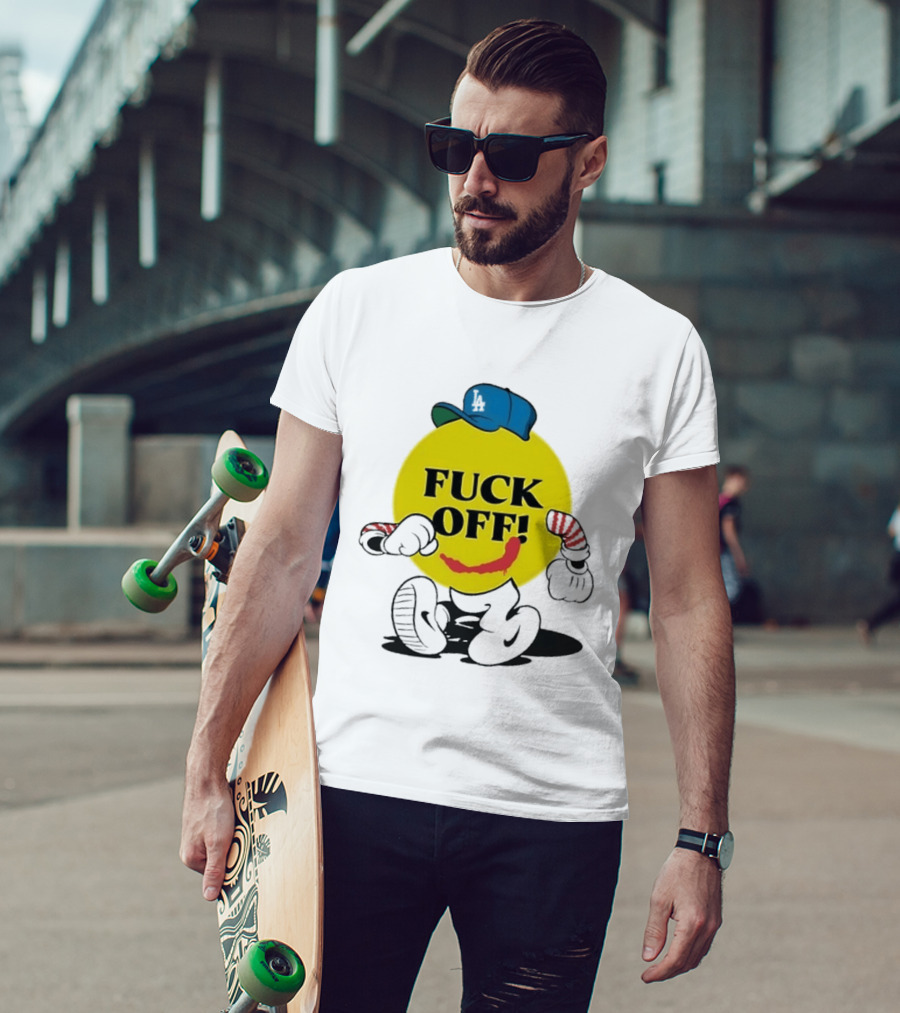 Los Angeles Dodgers Hat Smiley Face Fuck Off T-Shirt
